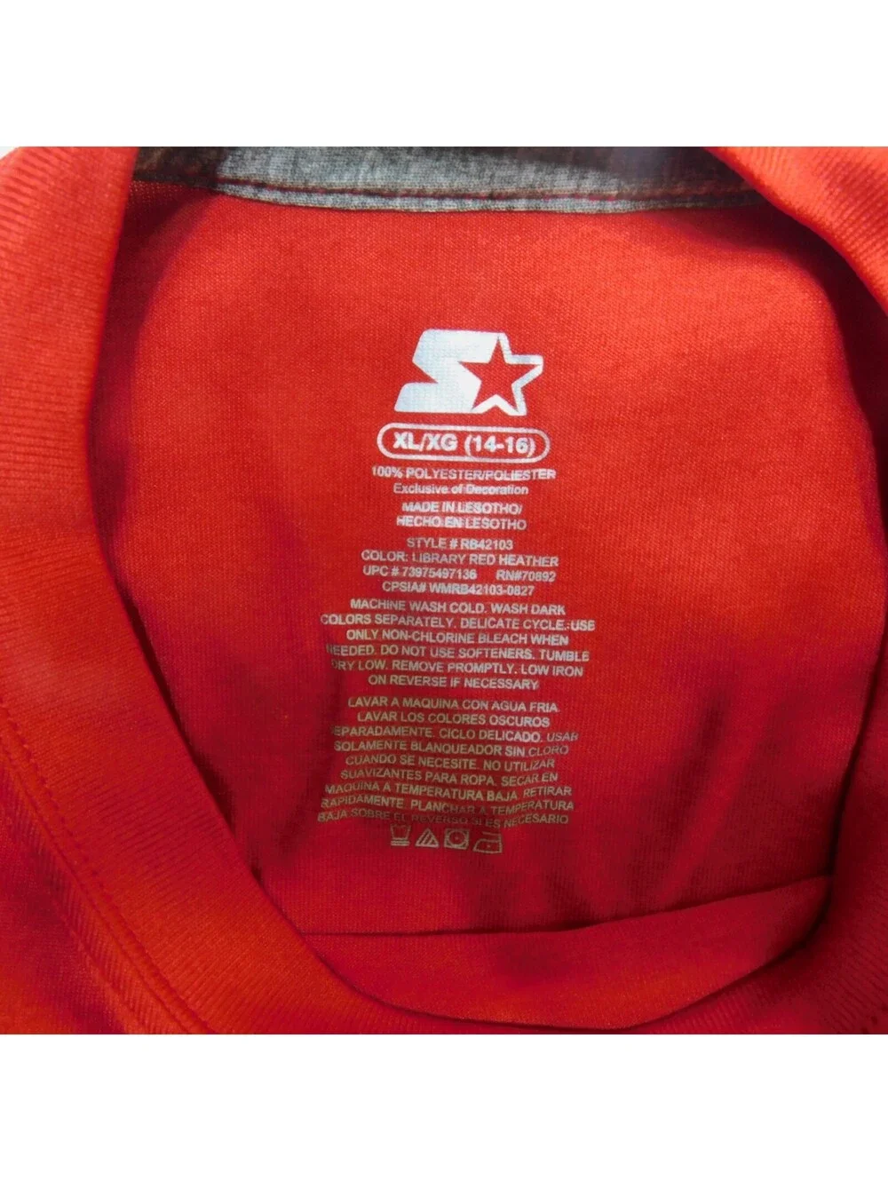 Starter Boys Shirt XL 14-16 Red Dri-Star Long Sleeve Athletic Performance Tee